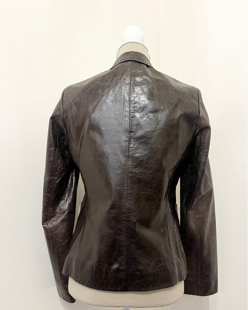 【Kiton】ジャケット　レザー　羊革　カシミヤ100% ダメージ加工