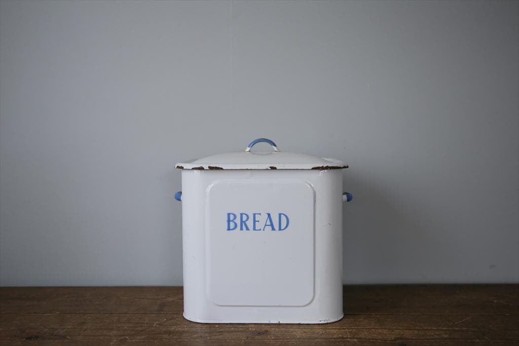 英国アンティーク琺瑯製ブレッド缶/ホーローキャニスター/米びつ(83-242)