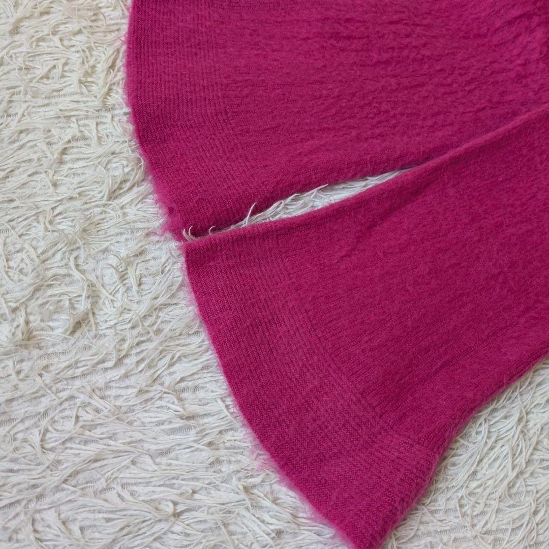 ハグオーワー/クロス&クロス　モヘヤ混シャギーVネックニット　Free 日本製