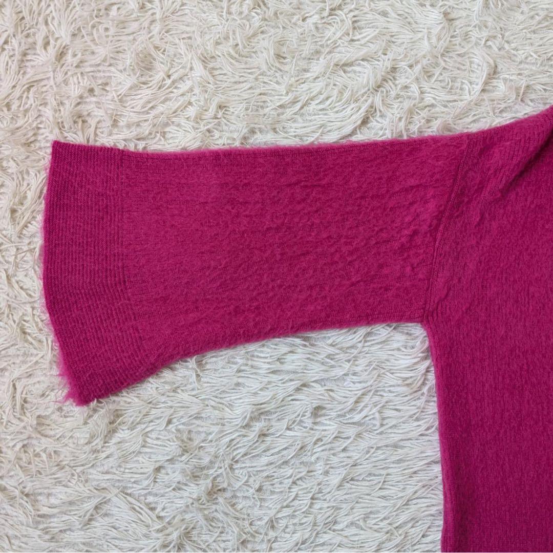 ハグオーワー/クロス&クロス　モヘヤ混シャギーVネックニット　Free 日本製