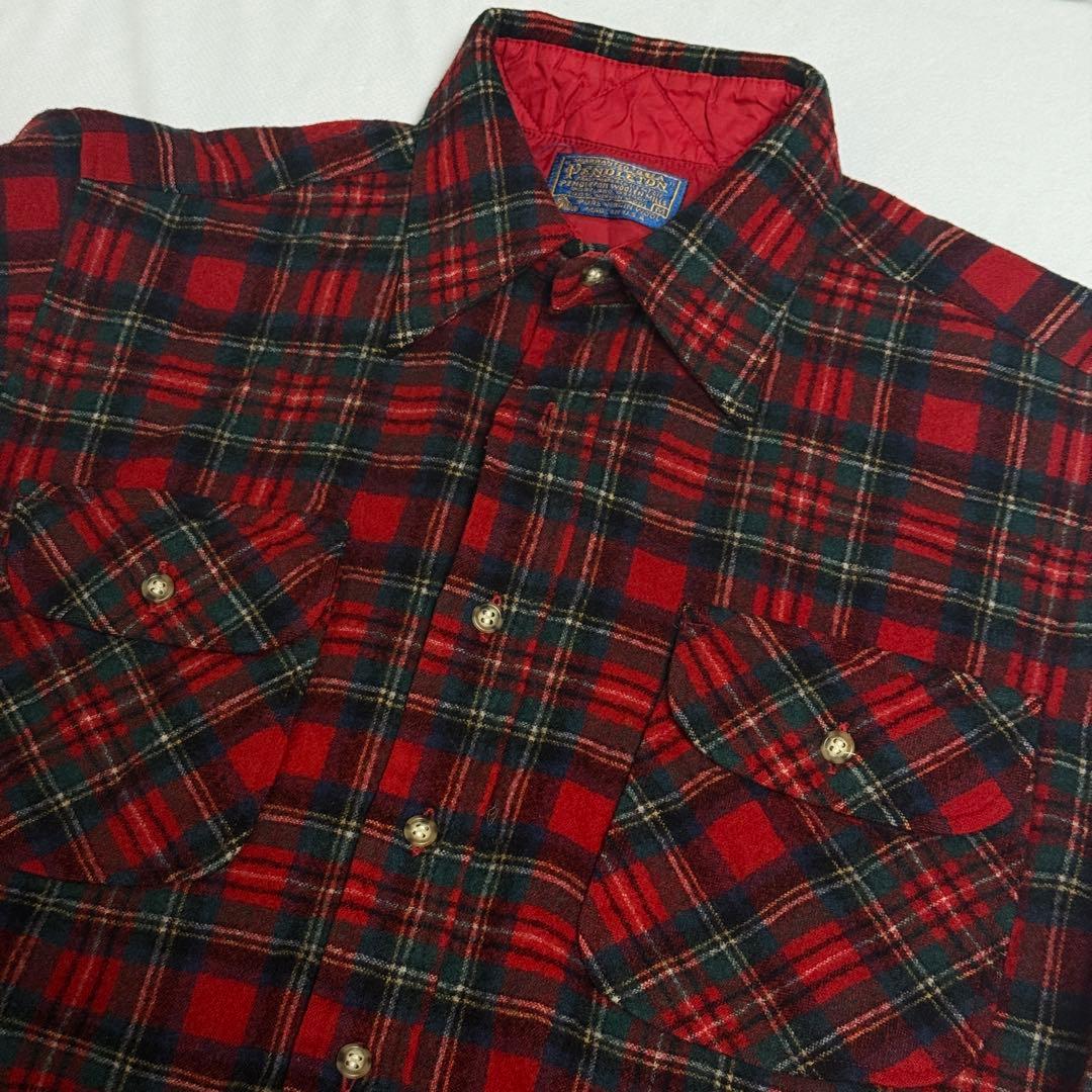 の*ま様 70s　美品　ペンドルトン PENDLETON　ボードシャツ　赤タータ