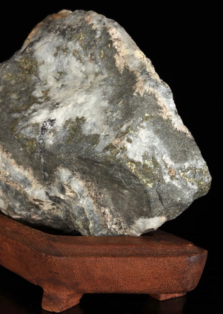 佐渡 金鉱石 原石 標本 鑑賞石 水石 天然石 自然石 飾石 台座付 2135g