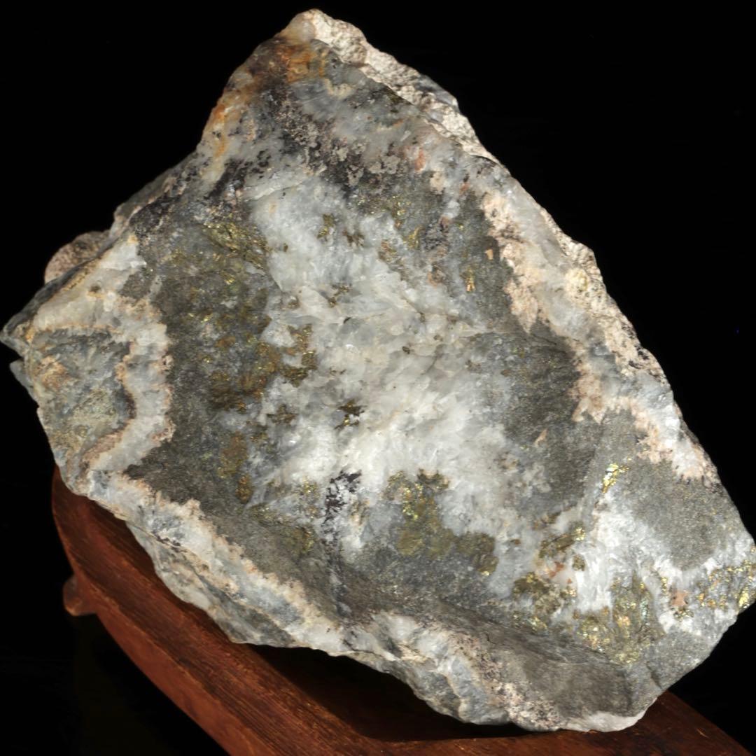 佐渡 金鉱石 原石 標本 鑑賞石 水石 天然石 自然石 飾石 台座付 2135g