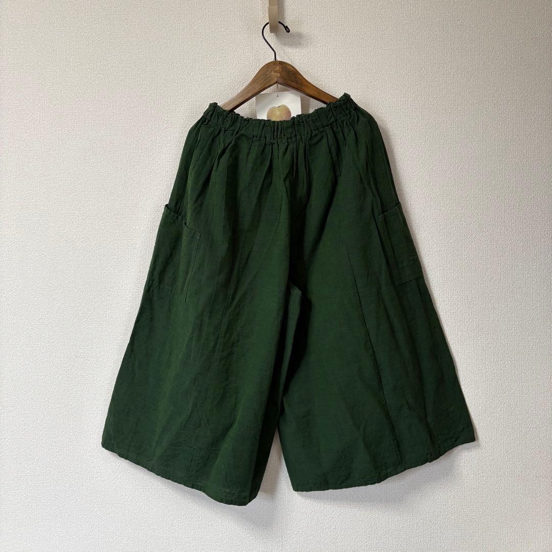 未使用☆ヤンマ産業 yamma☆会津木綿 キュロット ロング丈 グリーン