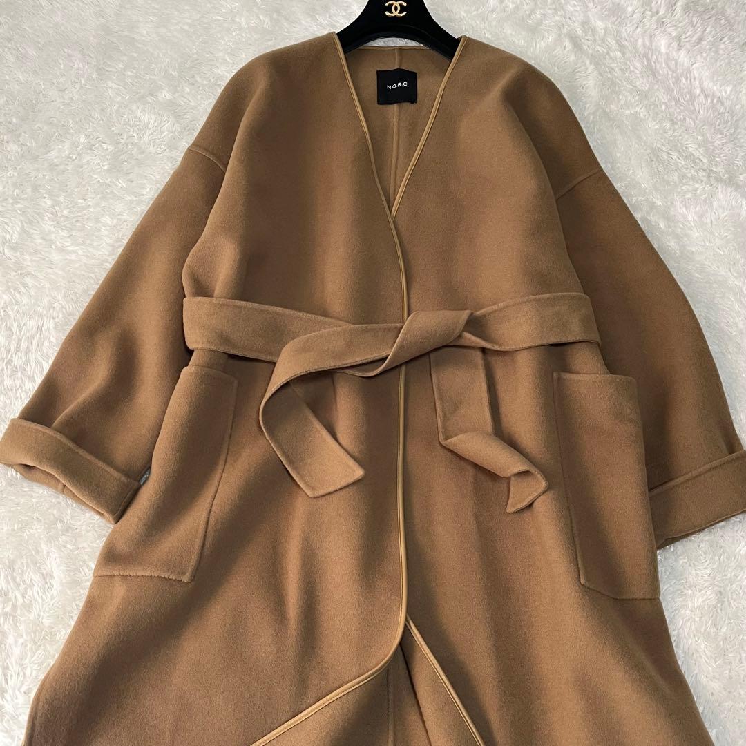 美品　N.O.R.C ウール　リバーロングコート　ダブルフェイス　ベルテッド