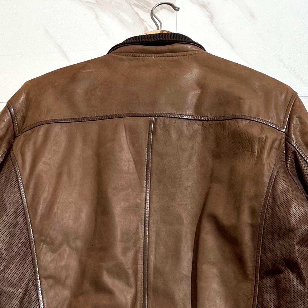 未使用 16万　NARDI　レザージャケット　羊革　ヴィンテージ加工　バイカー