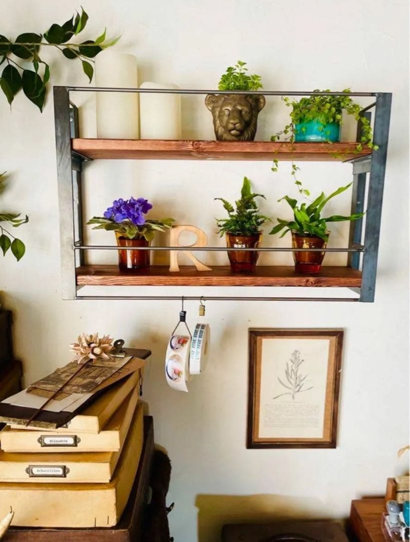 壁掛けラック　ウォールシェルフ　ブックラック　アイアン家具　オーダーメイド