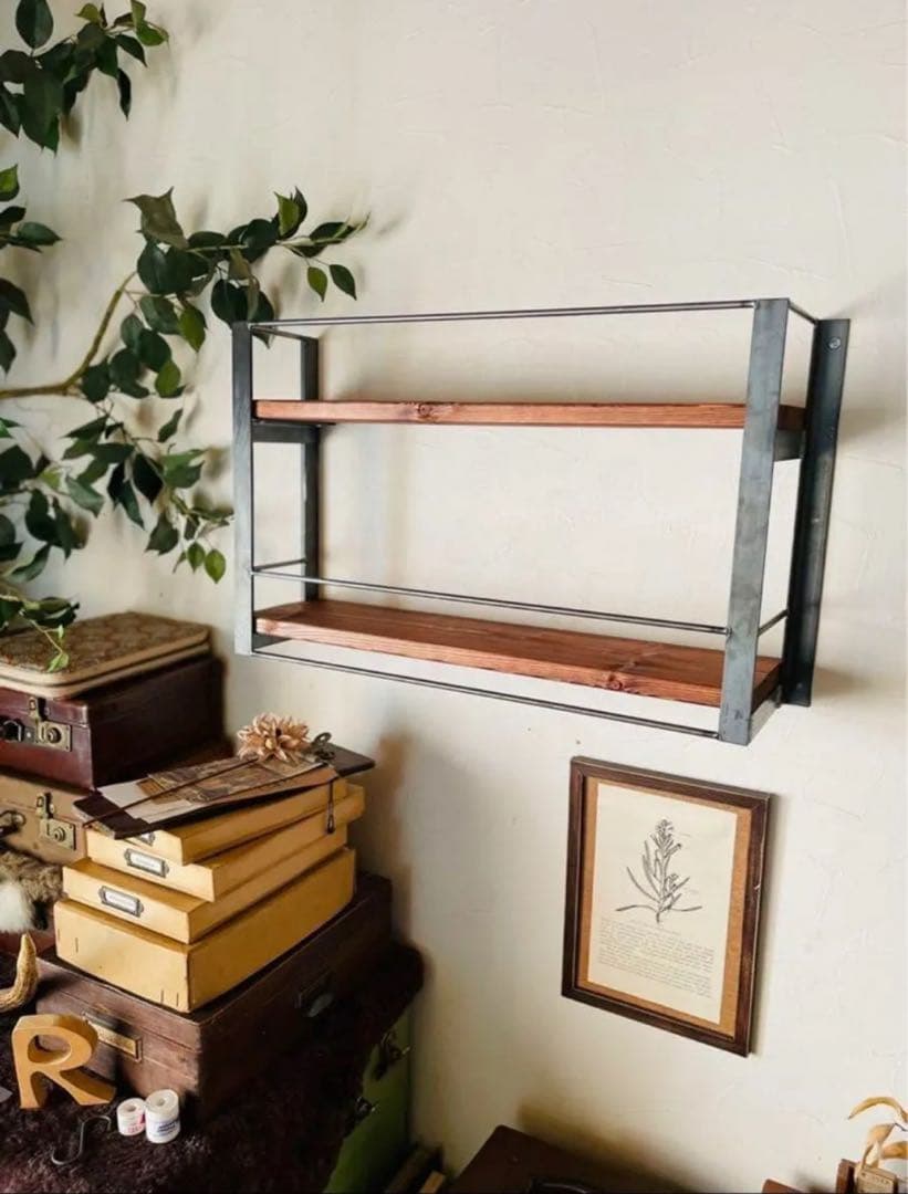 壁掛けラック　ウォールシェルフ　ブックラック　アイアン家具　オーダーメイド