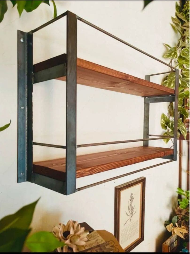 壁掛けラック　ウォールシェルフ　ブックラック　アイアン家具　オーダーメイド