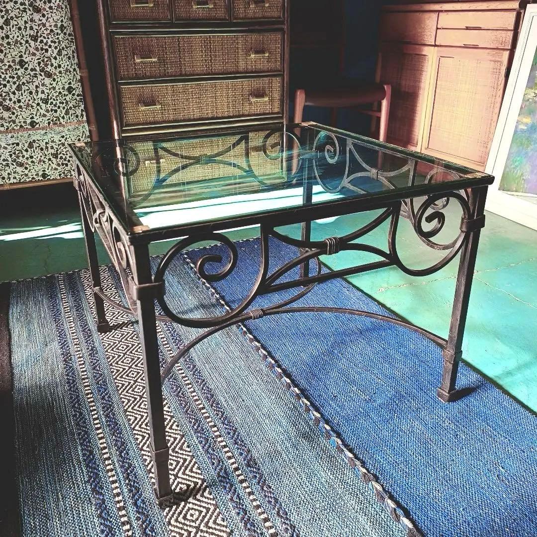 まみ 東京近郊の配送OK　ローラアシュレイ　ガラステーブル　アンティーク