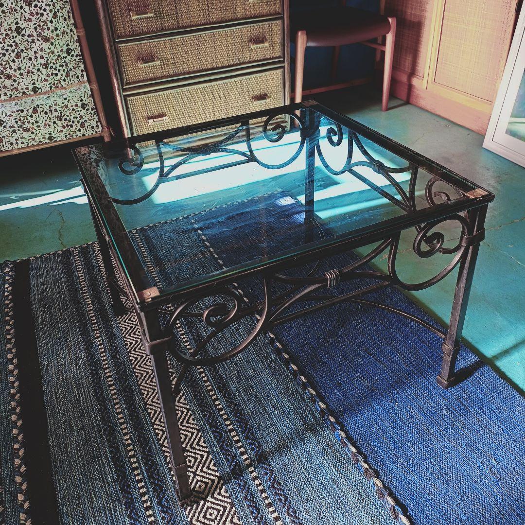 まみ 東京近郊の配送OK　ローラアシュレイ　ガラステーブル　アンティーク