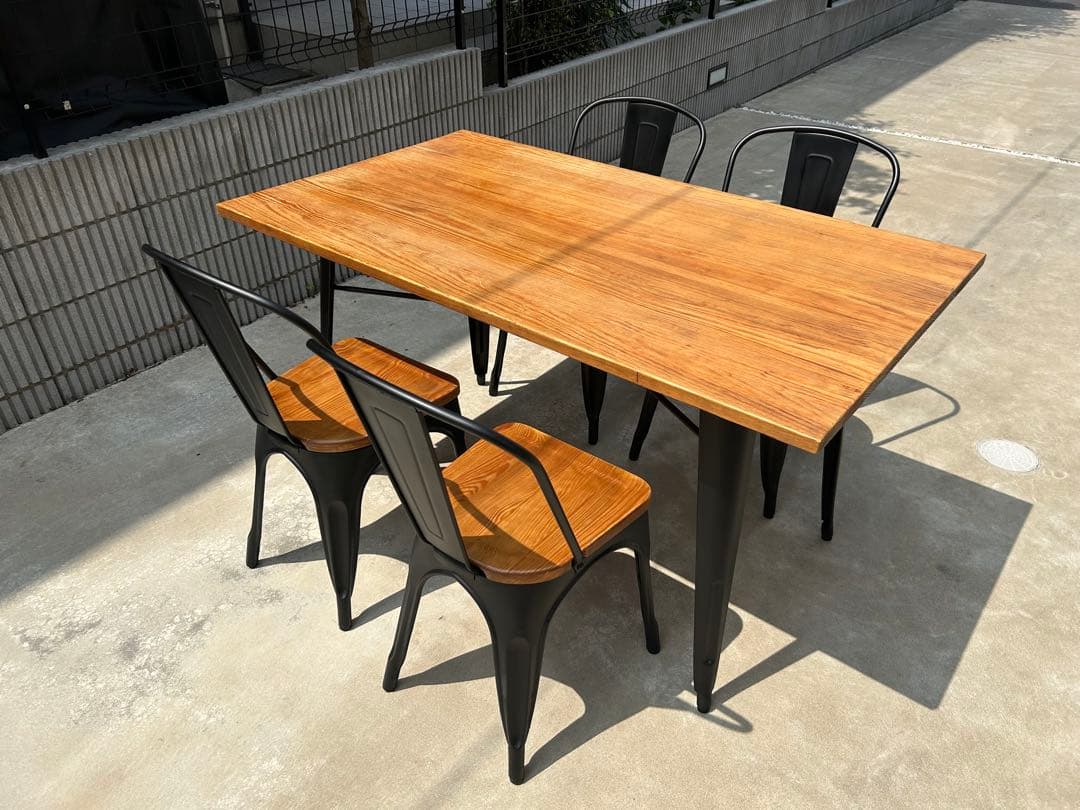 値下げ！『引き取り限定』アイアン　ダイニングテーブルセット　椅子4脚