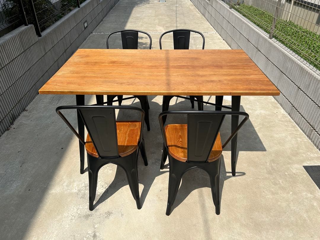 値下げ！『引き取り限定』アイアン　ダイニングテーブルセット　椅子4脚
