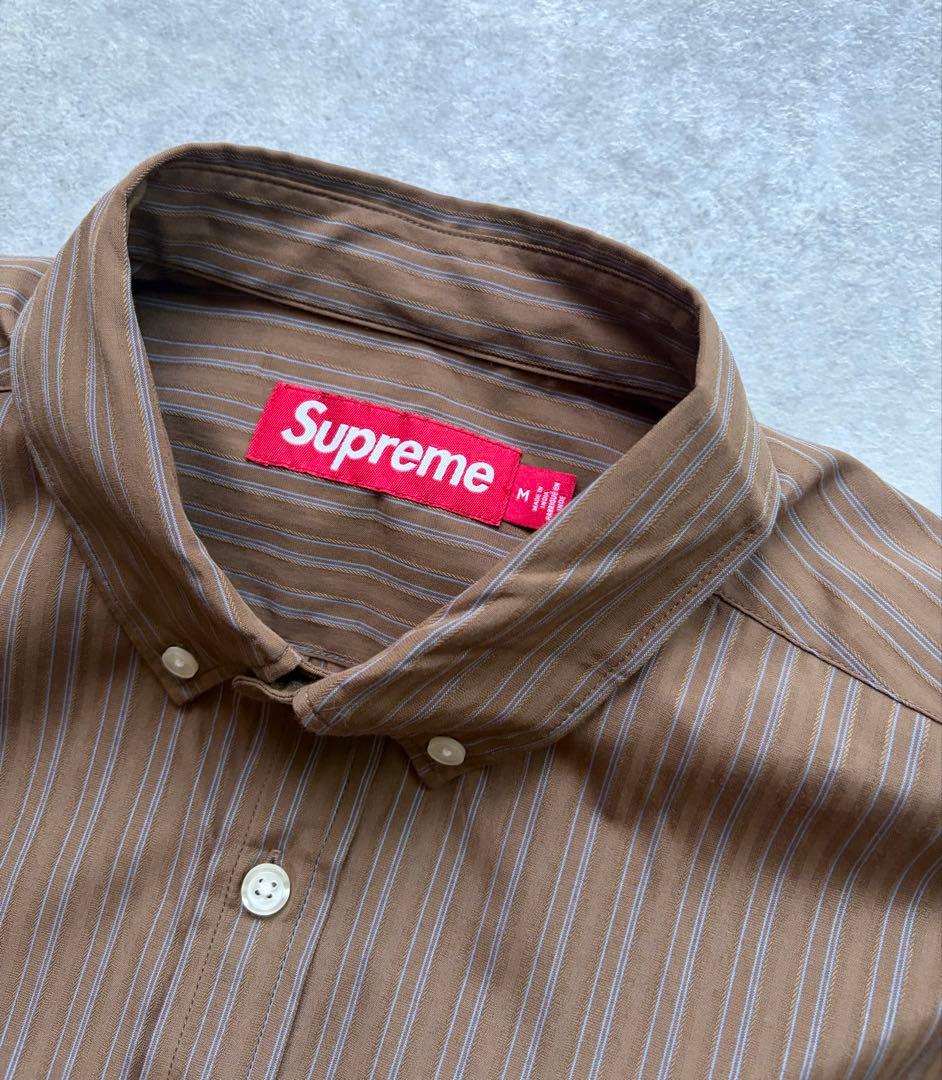 モ*ン様 25AW Supreme Pinstripe Shirt Brown