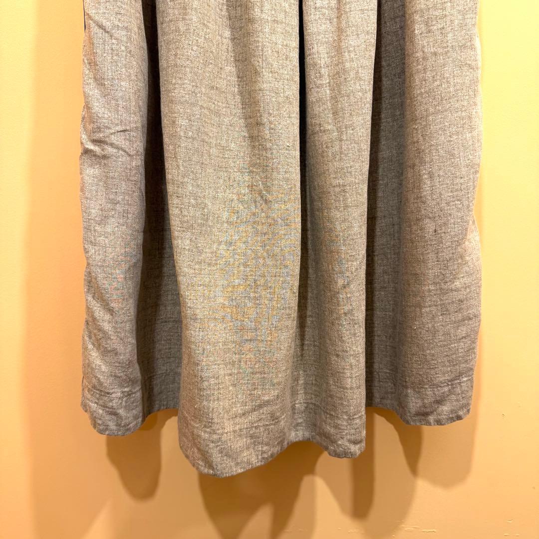 45R スカート インディゴ切り替え プリーツ タック入り 2 リネン