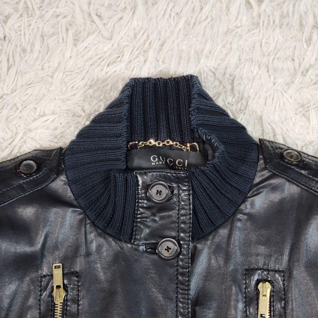GUCCI　マドンナ　レザージャケット　ブルゾン　ホースビット　裏地総柄