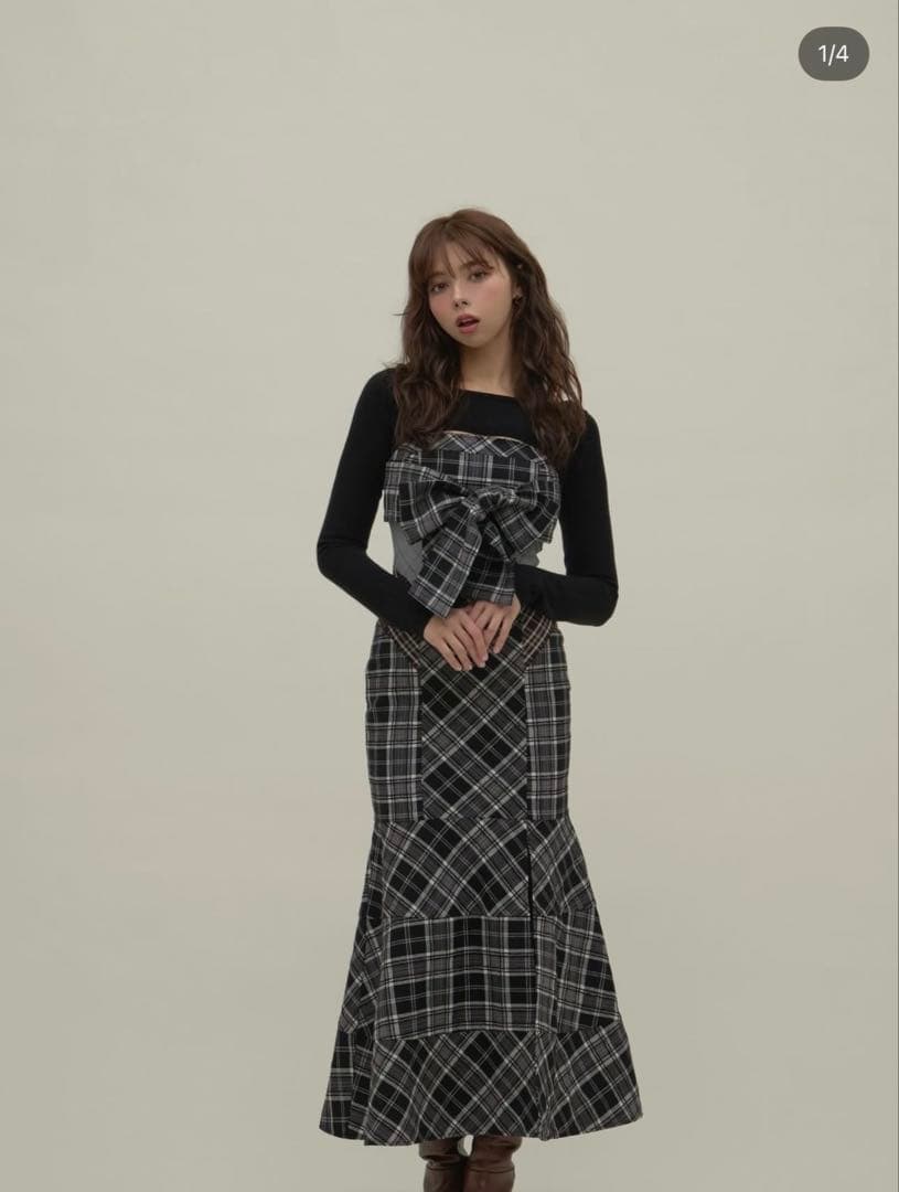 ［正規品］Juni check dress black S