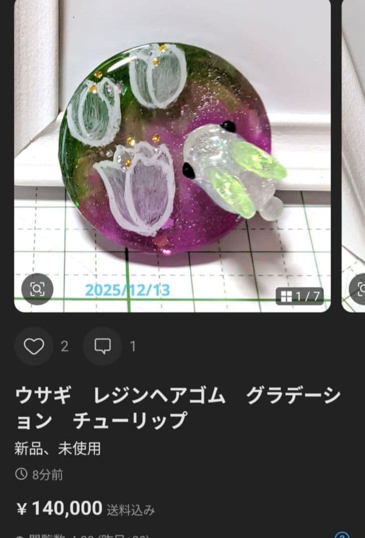 もちもち様　12.23 猫　レジンヘアゴム　グラデーション　花