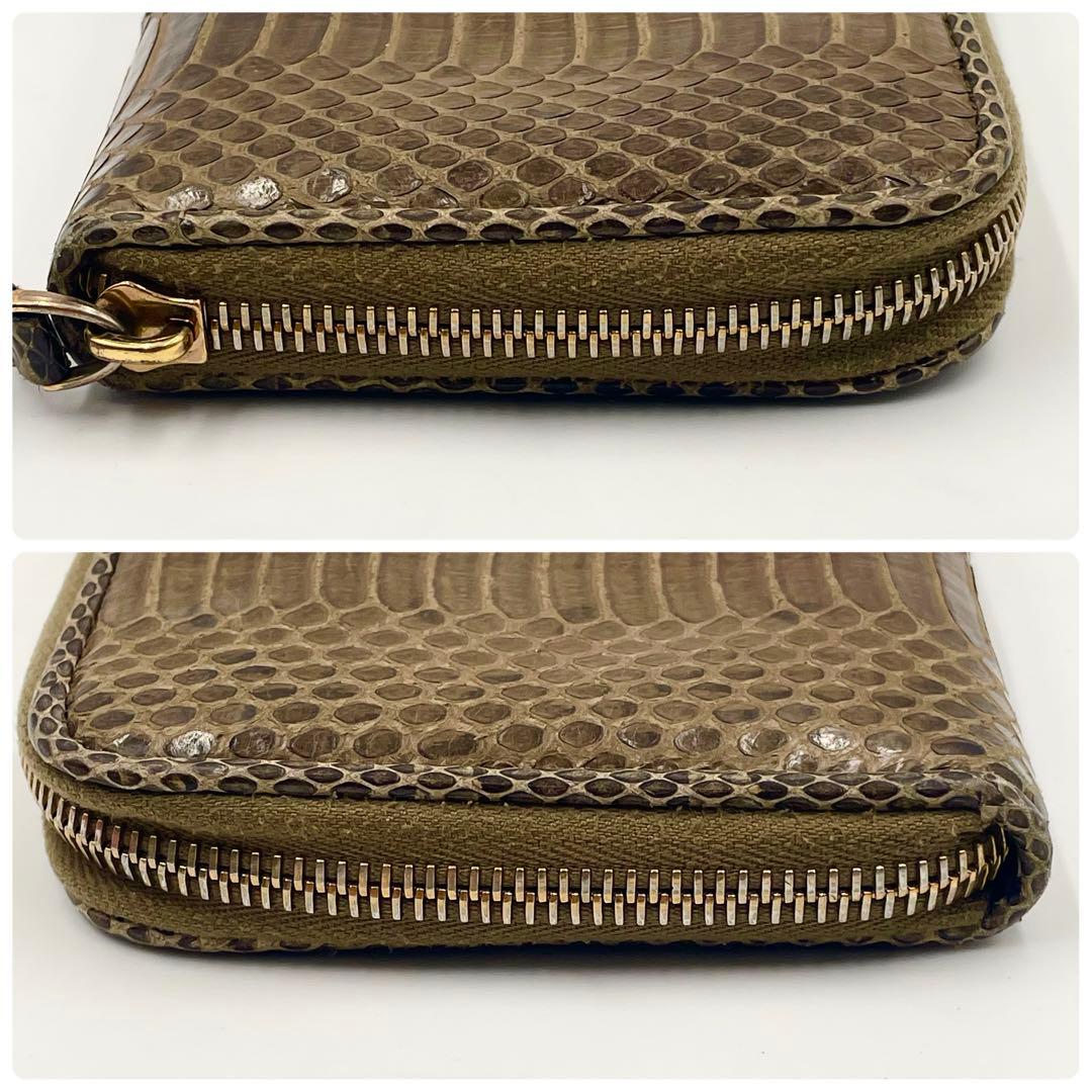 【極美品】ボッテガ ヴェネタ パイソン×イントレチャート 長財布 ブラウン