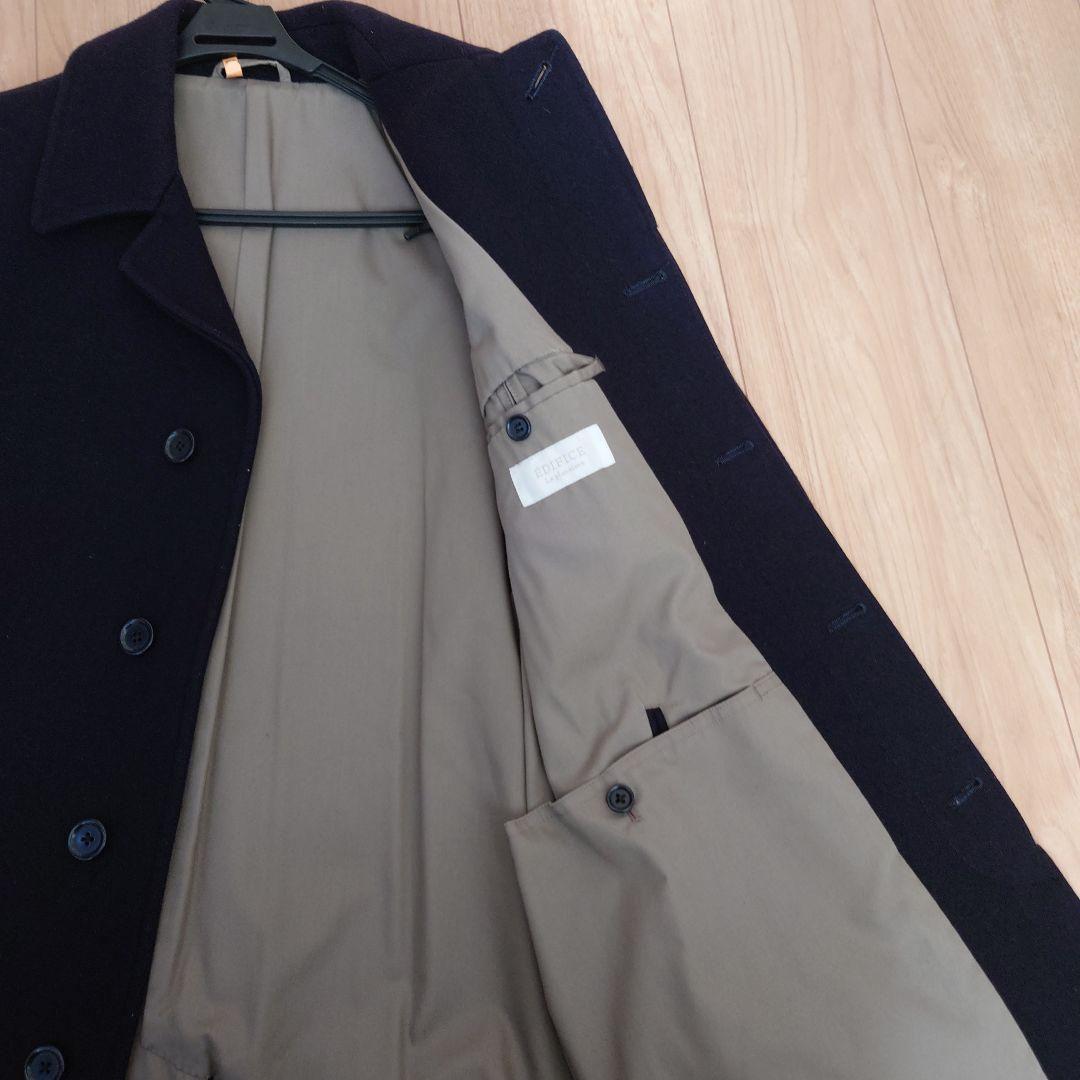 EDIFICE ステンカラーコート ネイビー　エディフィス