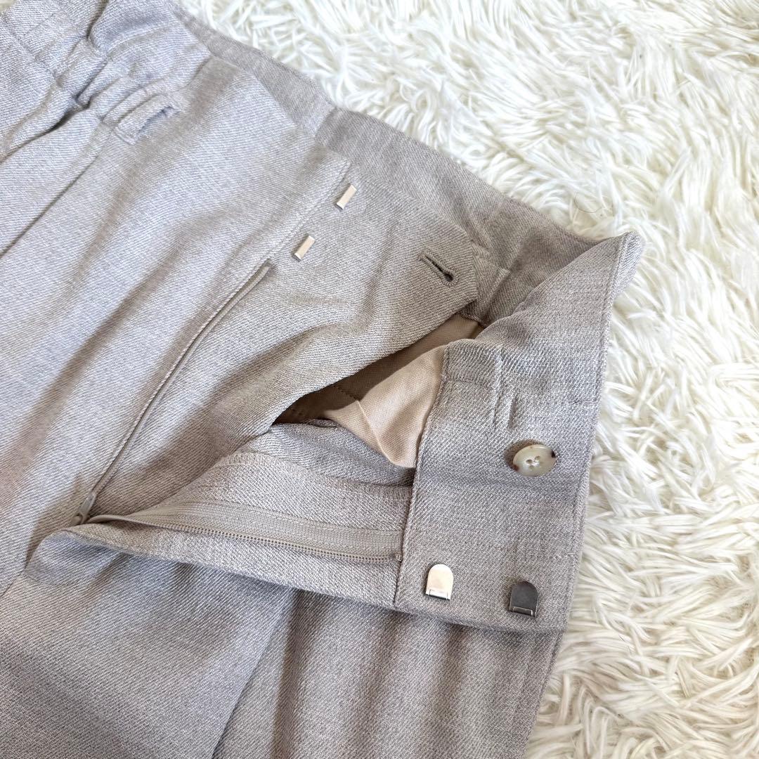 グリーンレーベルリラクシング✨ノーカラー　パンツスーツ　セットアップ　伸縮素材