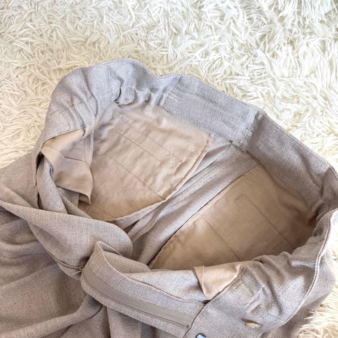 グリーンレーベルリラクシング✨ノーカラー　パンツスーツ　セットアップ　伸縮素材