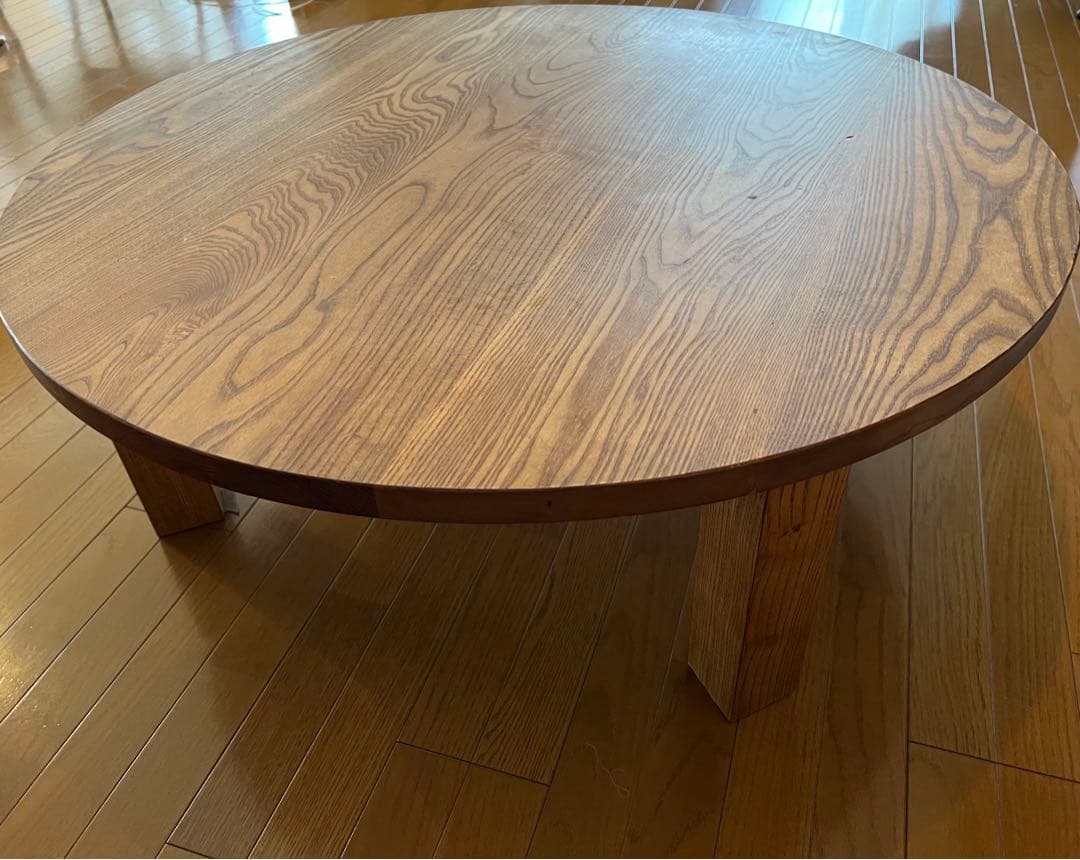 【折り畳み可能】リビングテーブル 円形ちゃぶ台　【ひでじ工房】