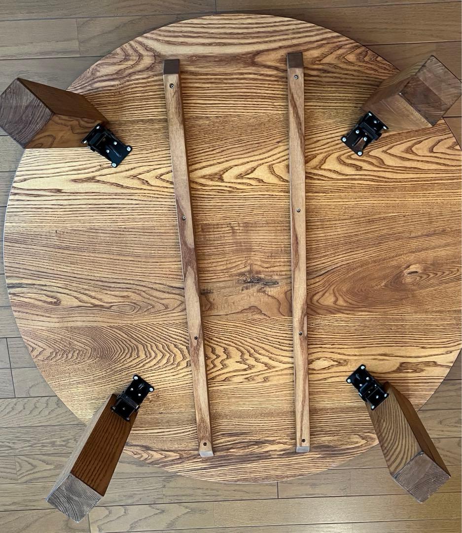 【折り畳み可能】リビングテーブル 円形ちゃぶ台　【ひでじ工房】