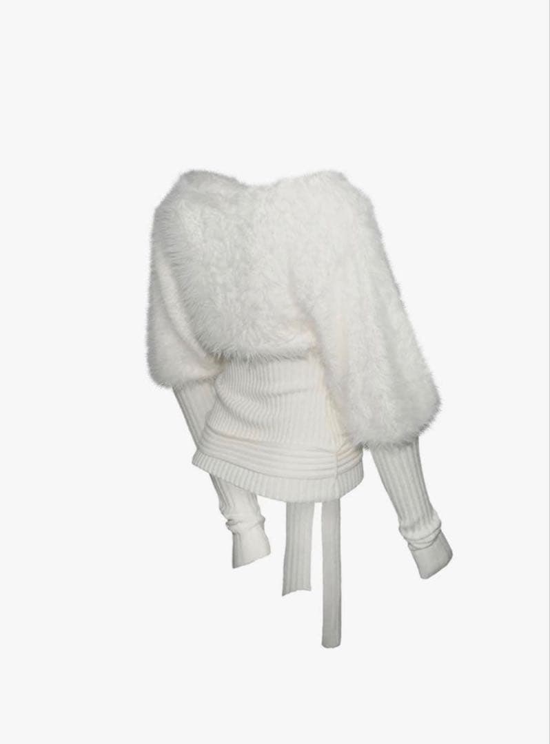 ザレッドスレッド　 S contrast zip knit アイボリー