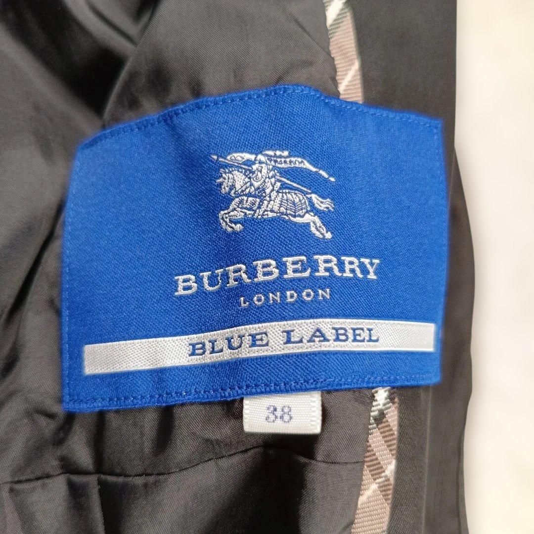 美品✨バーバリーブルーレーベル　ダブルトレンチコート　レザーパイピング　38
