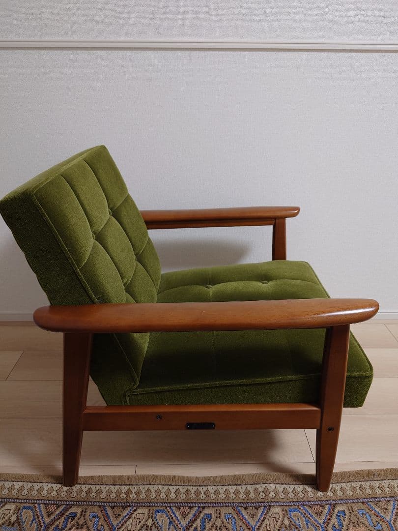 カリモク60 Kチェア1シーターモケットグリーン　②