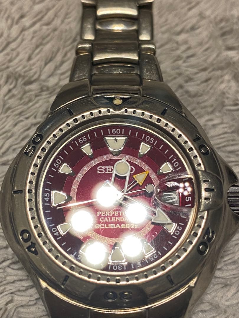 セイコー　ピピン　限定色ボルドー　パーペチュアルカレンダー　スキューバ200m