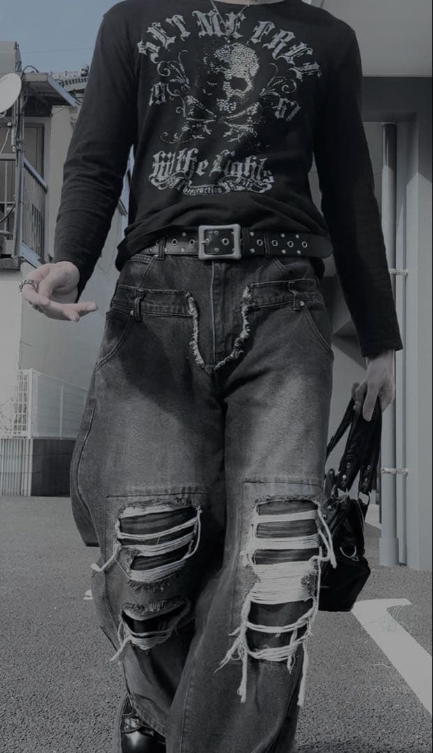 Roen超希少ラインストーン スカル ロンT グランジ お兄系 y2k 平成