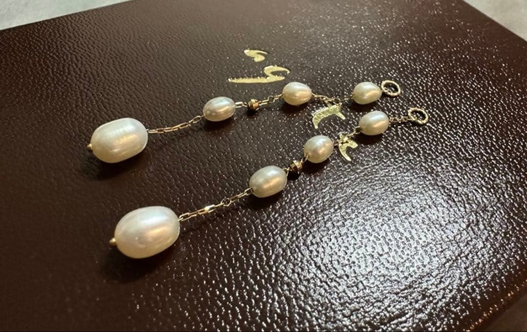 【再値下】アガット　淡水パール　ピアスチャーム