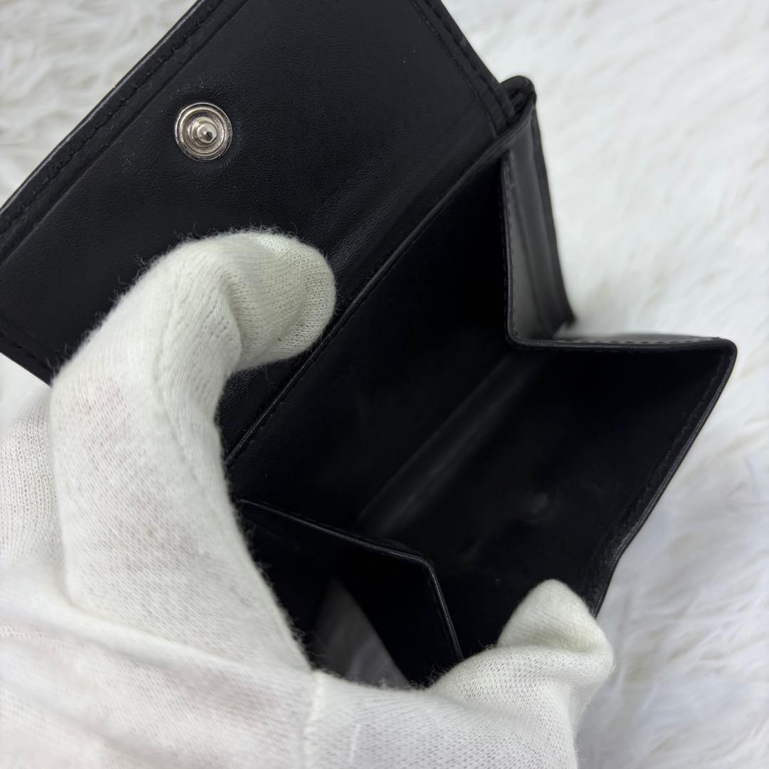 希少/美品✨️ロエベ 二つ折り財布 アナグラム レザー ネイビー ブラック