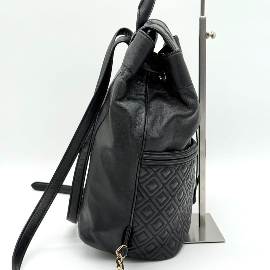 【良品】Tory Burch リュックサック バックパック レザー ブラック