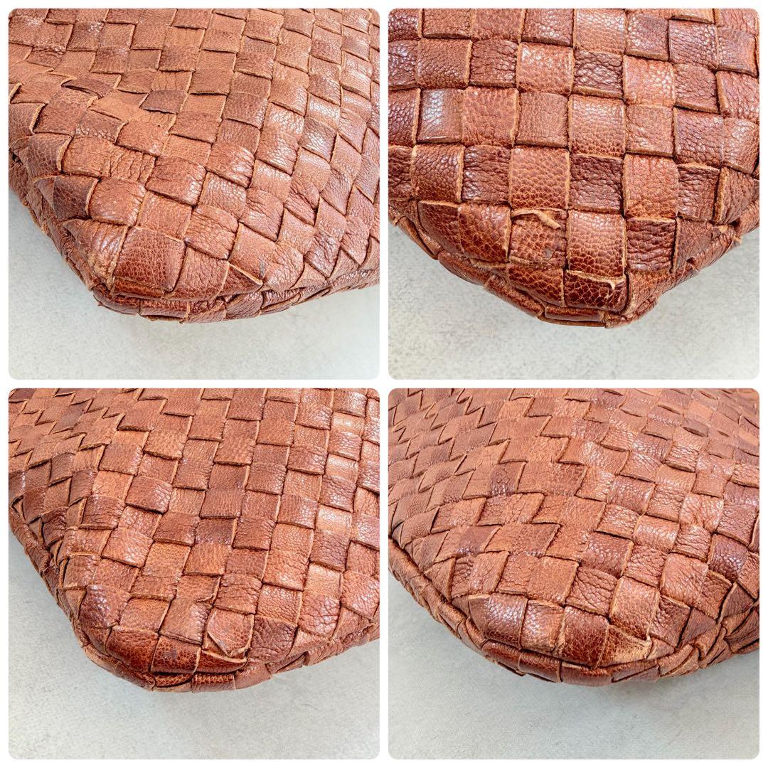 GENTEN ゲンテン　バッグ　トートバッグ　編み込み　レザー　ブラウン