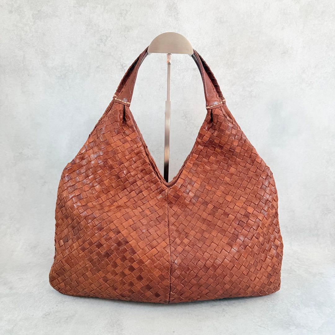 GENTEN ゲンテン　バッグ　トートバッグ　編み込み　レザー　ブラウン