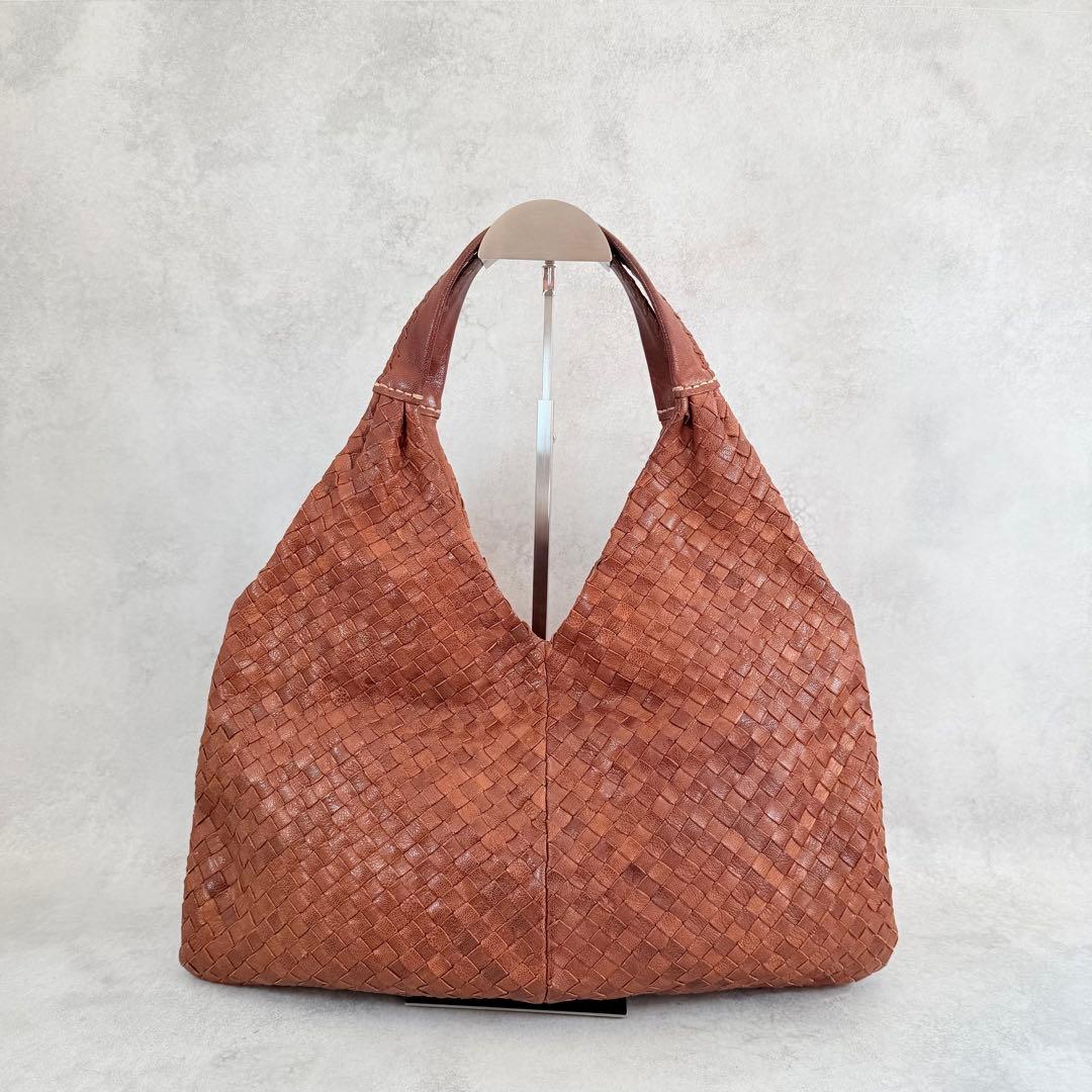 GENTEN ゲンテン　バッグ　トートバッグ　編み込み　レザー　ブラウン