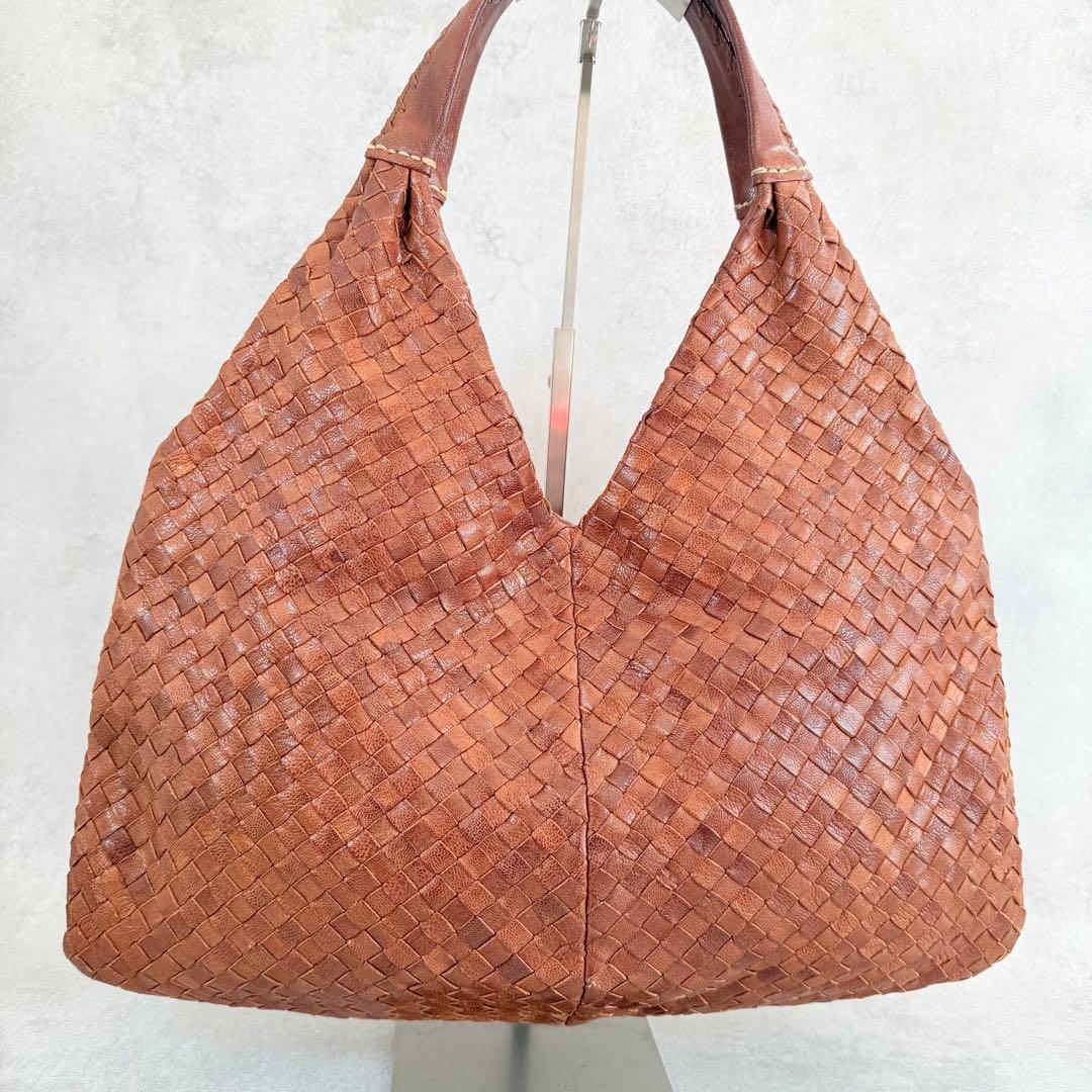 GENTEN ゲンテン　バッグ　トートバッグ　編み込み　レザー　ブラウン