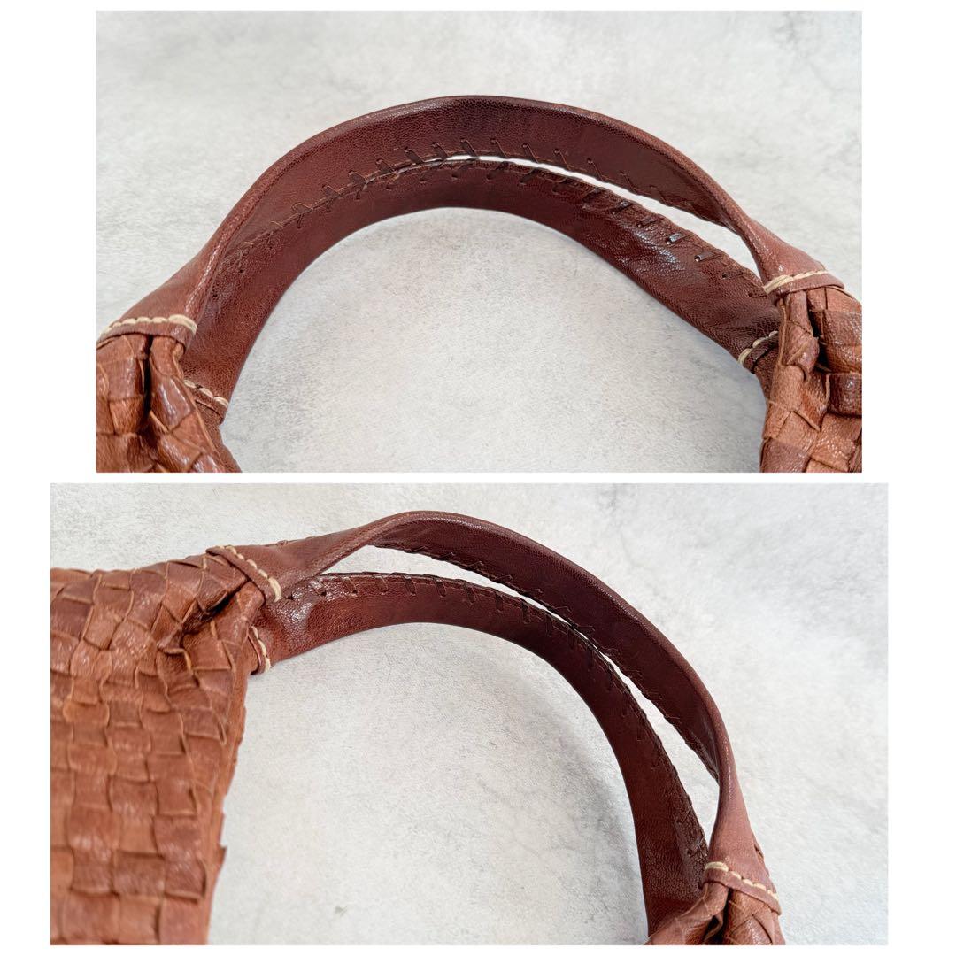 GENTEN ゲンテン　バッグ　トートバッグ　編み込み　レザー　ブラウン