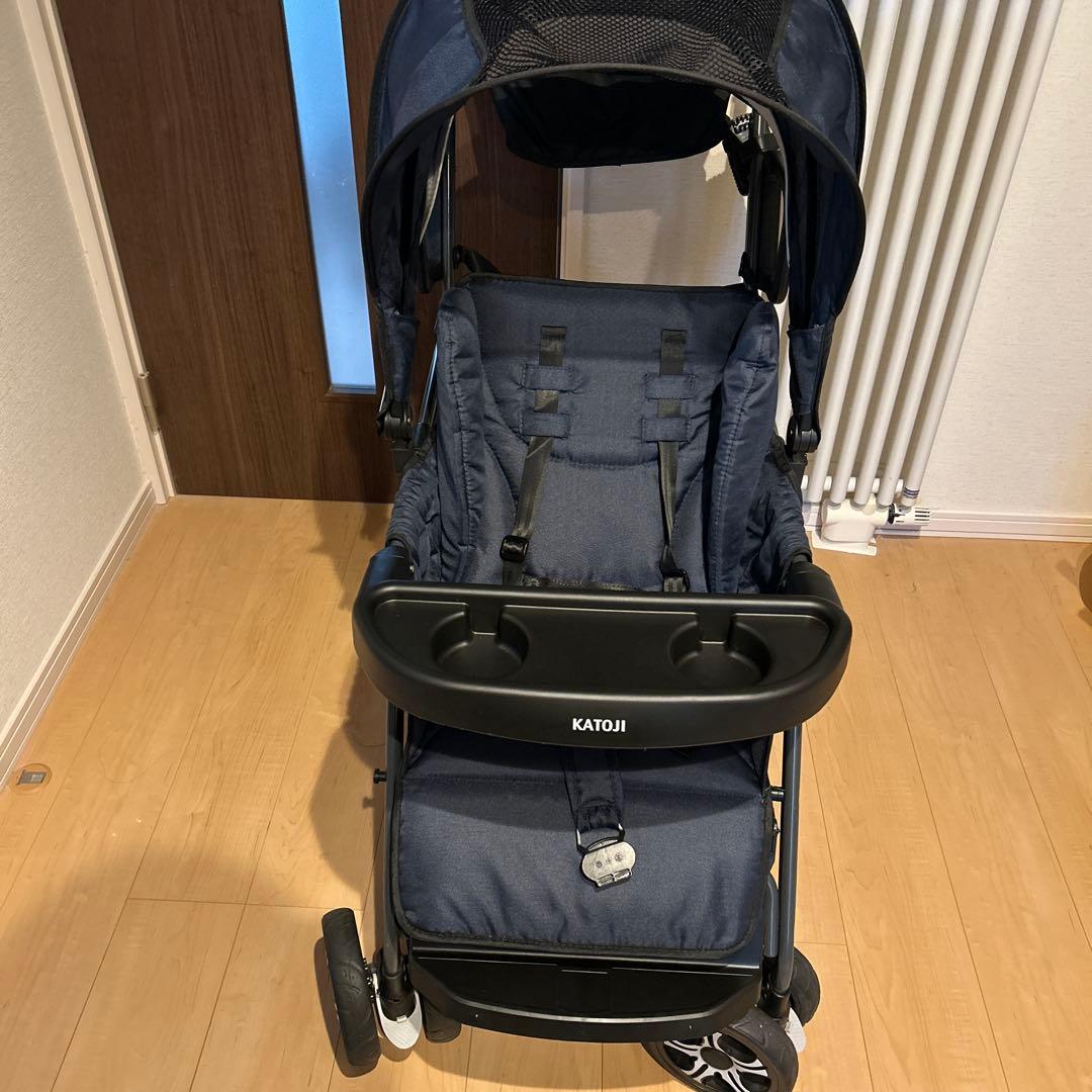 美品 KATOJI二人でゴー ケーブルロックのおまけ付き　2人乗りベビーカー