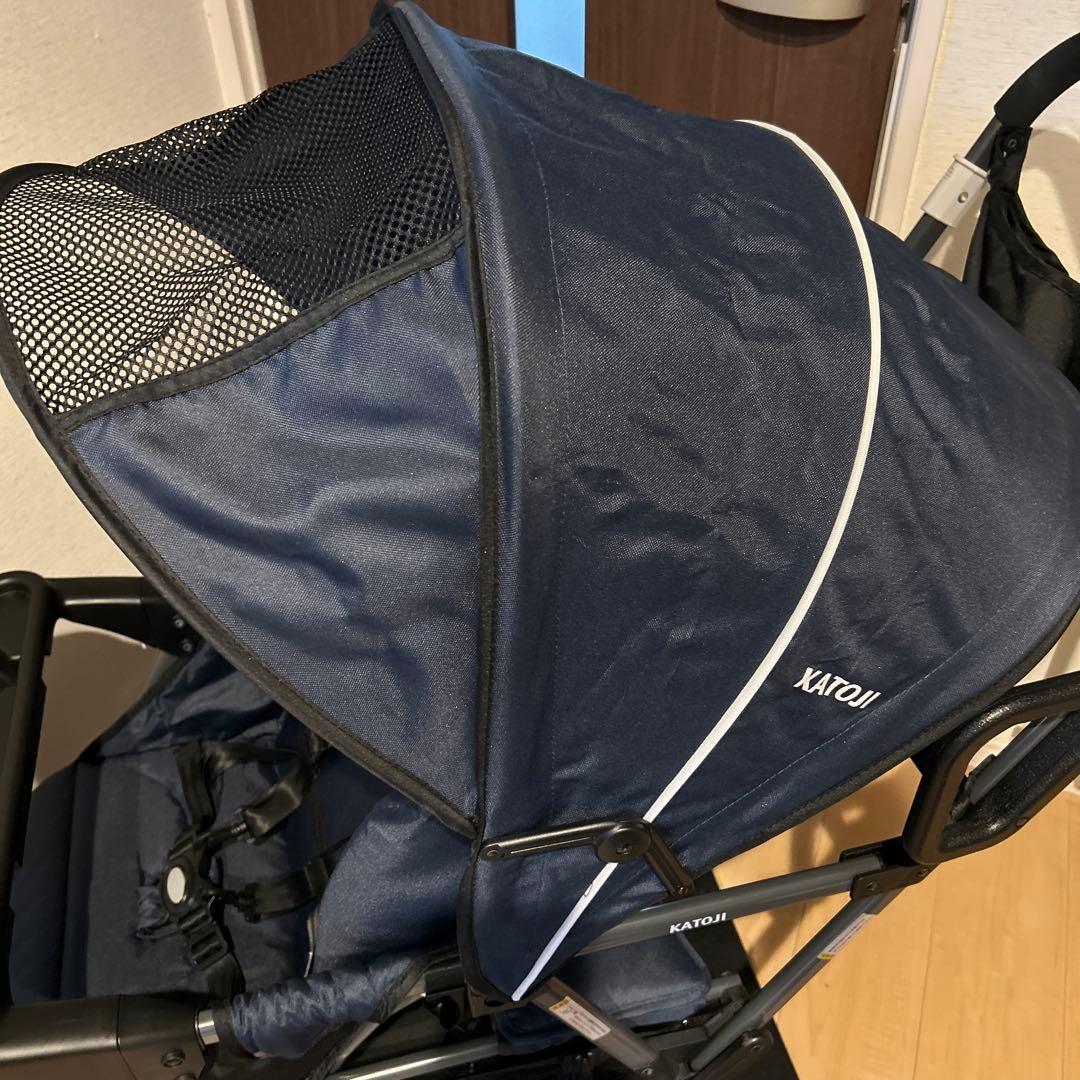 美品 KATOJI二人でゴー ケーブルロックのおまけ付き　2人乗りベビーカー