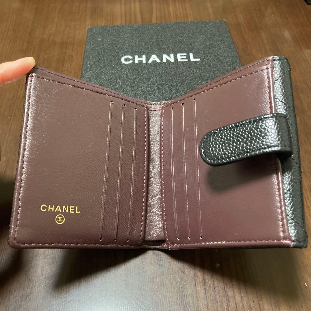 ノベルティCHANEL ブラック キルティング二つ折り財布