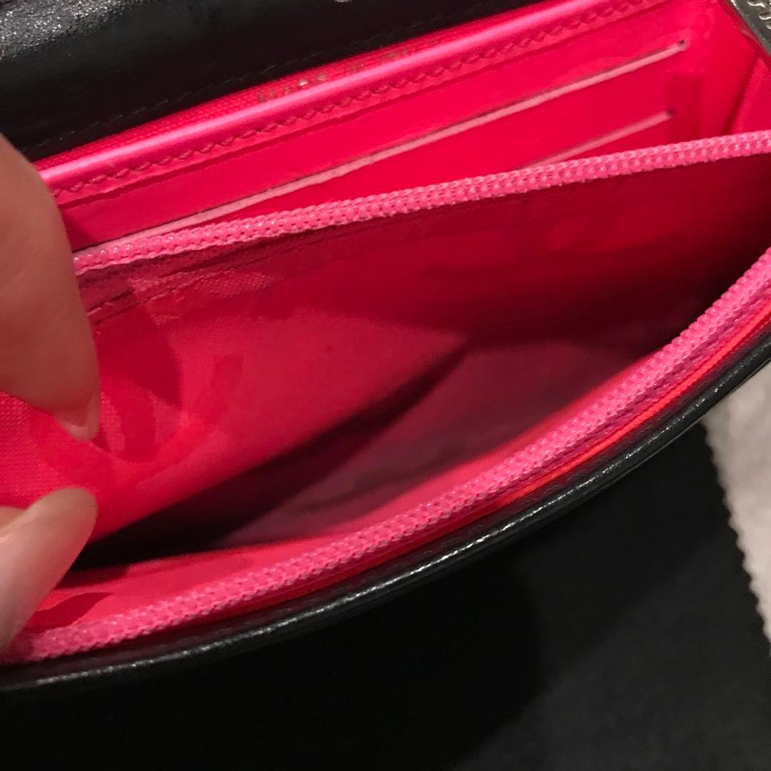 CHANEL カンボンライン 折り財布 ブラック ピンク シャネル ウォレット