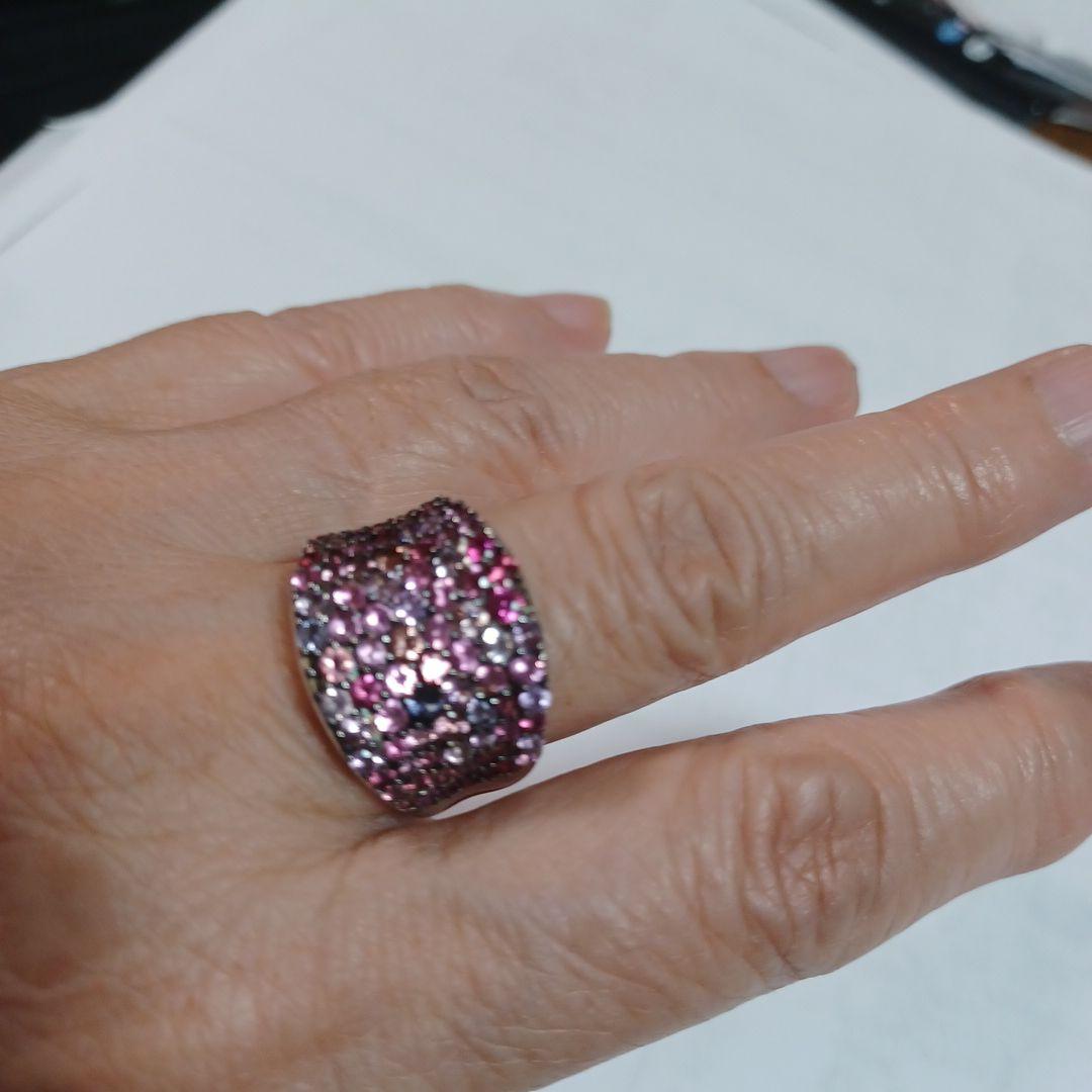 マルチカラー　スピネル リング　パラジウムシルバー950 ピンク系 　GSTV