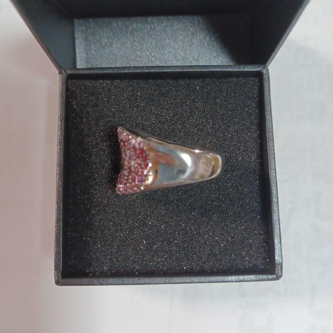 マルチカラー　スピネル リング　パラジウムシルバー950 ピンク系 　GSTV
