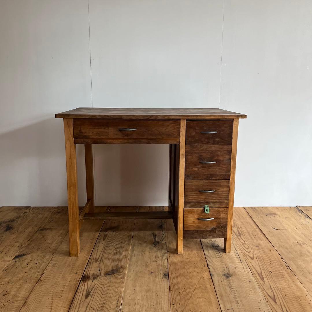 アンティーク 片袖机 テーブル デスク 昭和レトロ z721