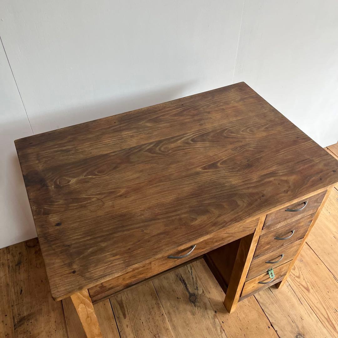 アンティーク 片袖机 テーブル デスク 昭和レトロ z721