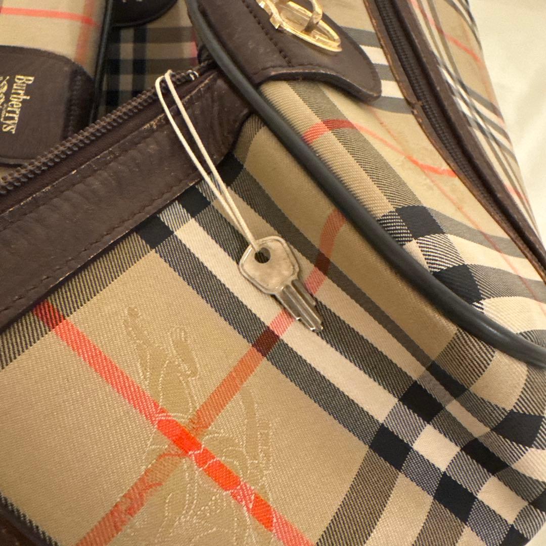 ビンテージ バーバリー ボストンバッグ ノバチェック シャドーホース PVC